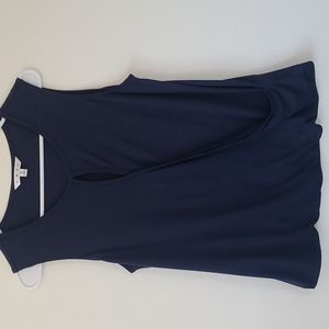 CAbi Blue Sleeveless Wrap Keyhole Tank. Size Small